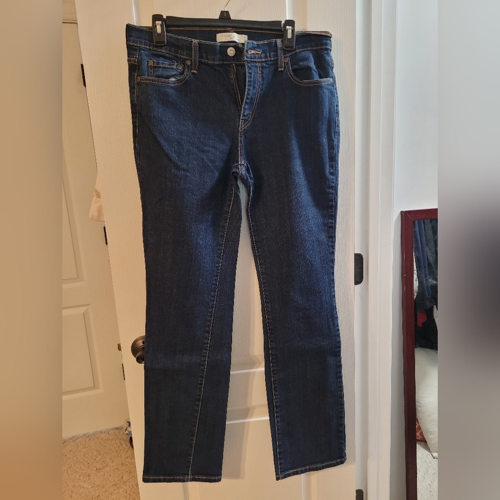 Levis 505 Womens Jeans 12 Long Medium Blue Straight Leg Mid Rise Dark Wash